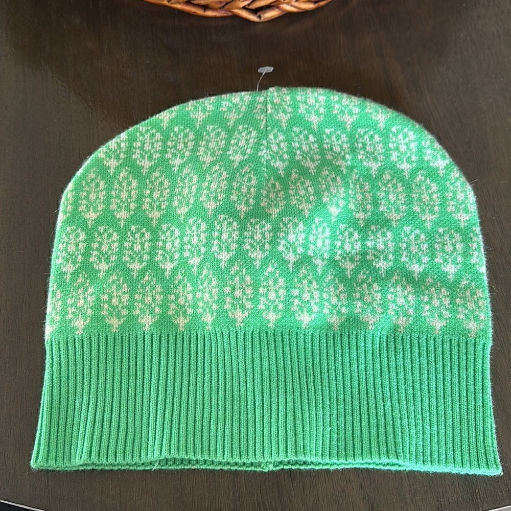 NWOT Free People Beanie Logo Printed Green Warm Streetwear Boho Trendy Ribbed OS